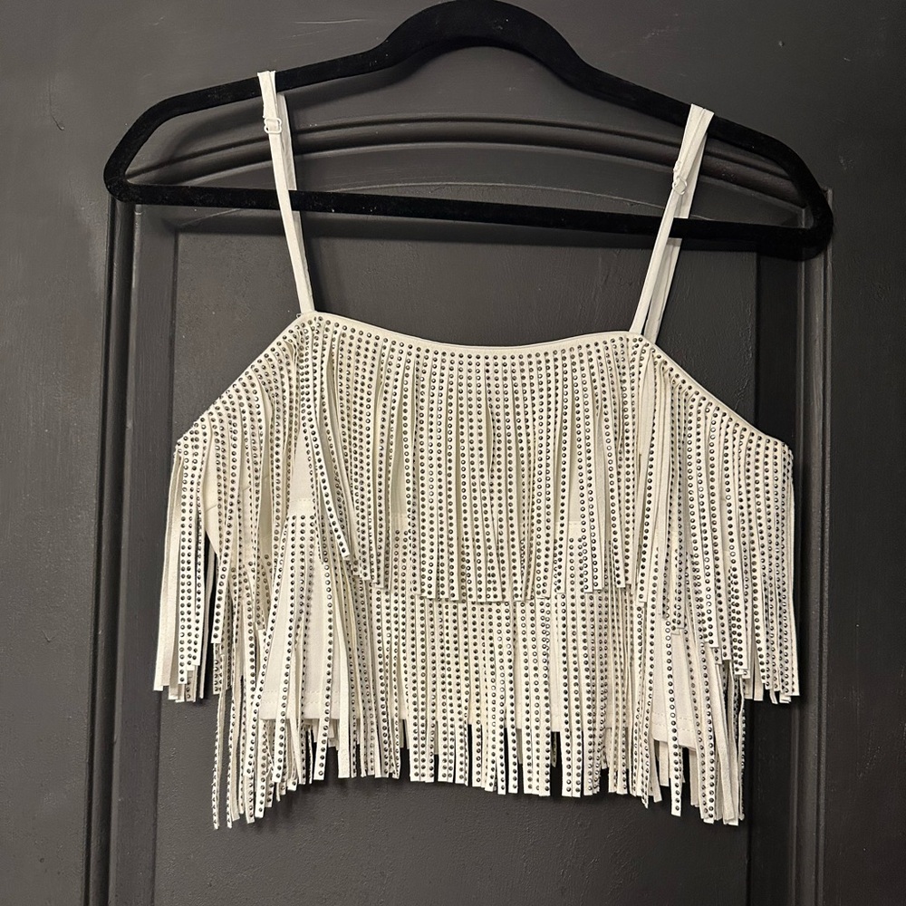 Rhinestone Fringe Tank Top
